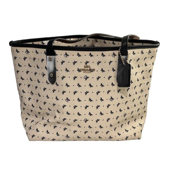 Coach Handbags - Authentic COACH Butterfly Dot Print City Top Zip Carry All Tote Ivory/Black